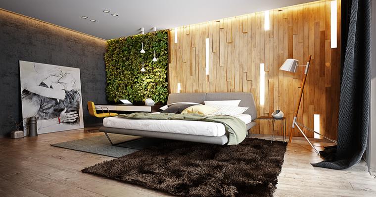 dormitorio con jardin vertical