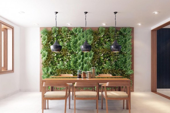 comedor con jardin vertical